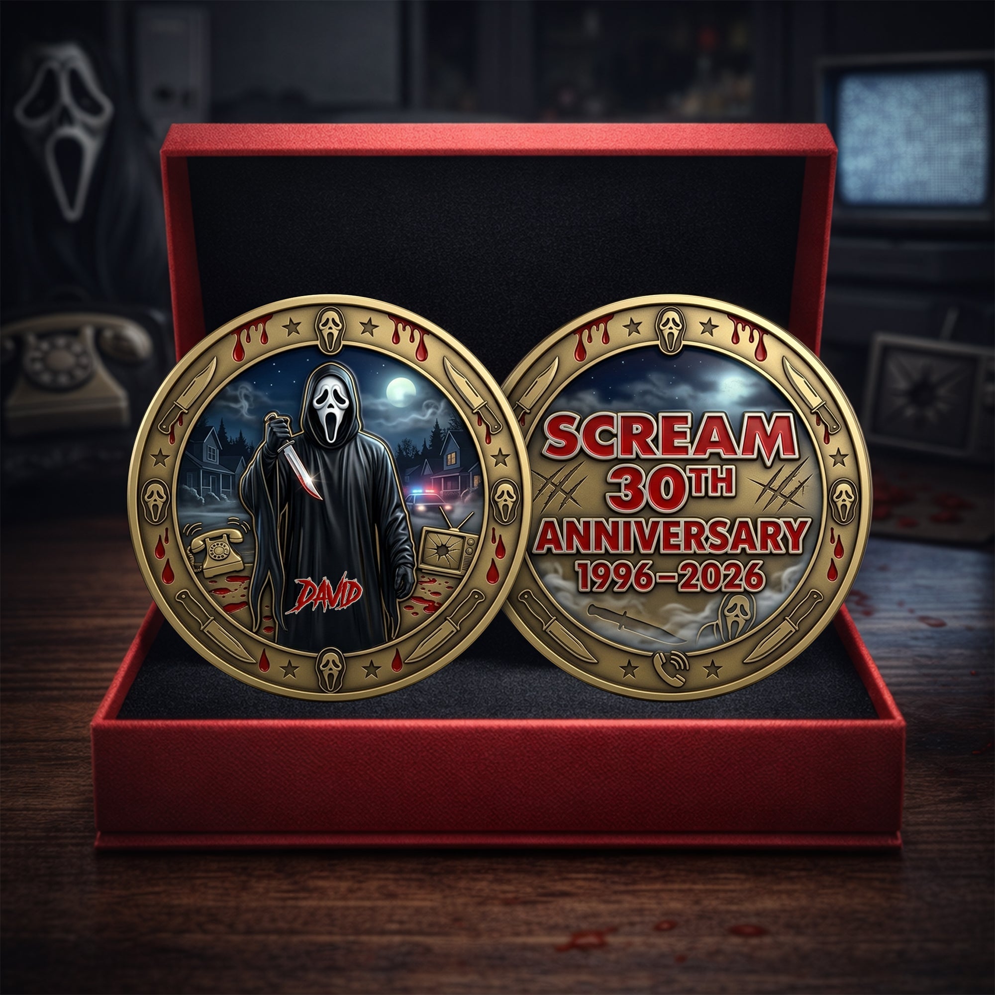 Celebrate 30 Years of Horror with a Personalized Touch - 30 Years Anniversary Metal Coin for Horror Fans Coin PopCulturePrints