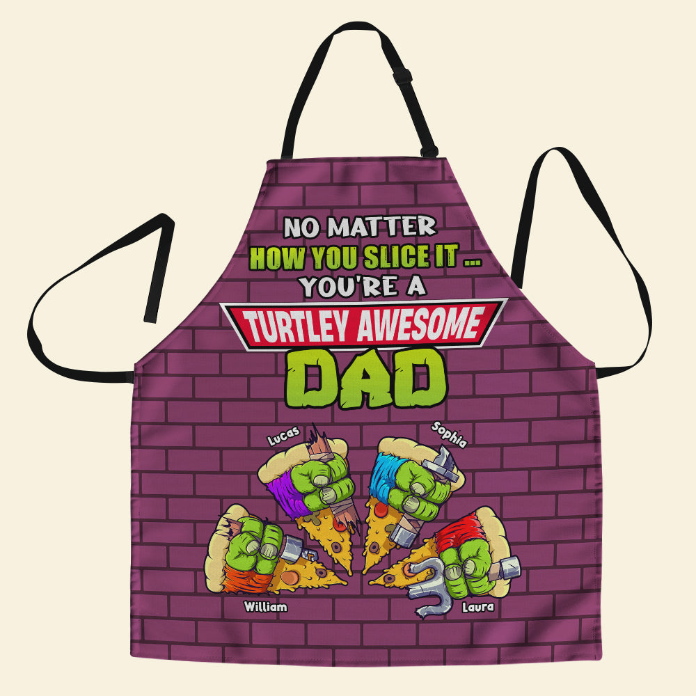 Turtley Awesome Dad Personalized Apron Aprons PopCulturePrints