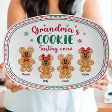 Load image into Gallery viewer, Personalized Grandma&#39;s Cookie Tasting Crew Plate - Custom Gingerbread Grandkids Christmas Gift
