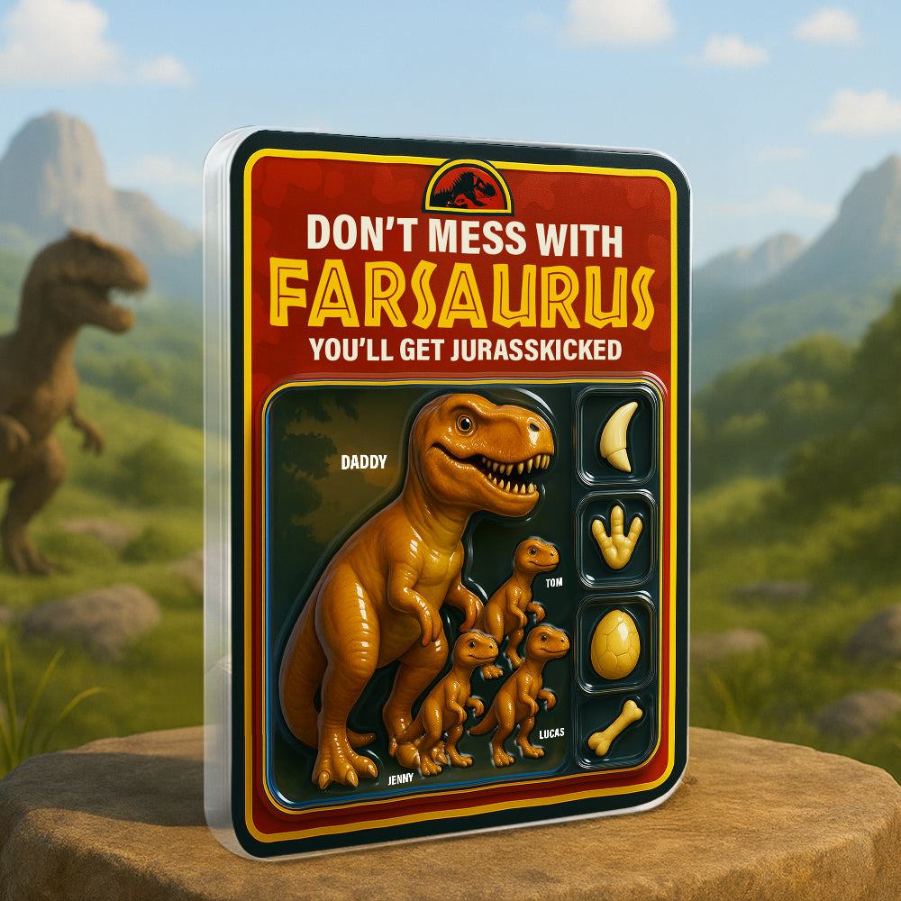 “Don't Mess with Farsaurus” - Jurasskicked Dinosaur Dad Acrylic Plaque - Personalized Gift for Dad, Grandpa, and Dads-to-Be Shaped Plaques PopCulturePrints
