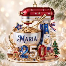 Load image into Gallery viewer, Celebrate Baking Joy - USA 250th Anniversary Stand Mixer Christmas Ornament - Personalized Gifts for Bakers
