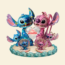 Load image into Gallery viewer, Discover Cosmic Love - Personalized Blue Alien Family Acrylic Light Box Light Box PopCulturePrints
