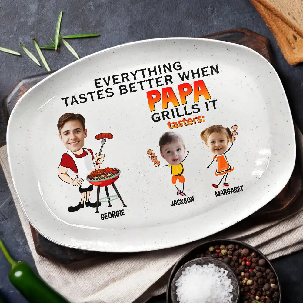 Everything Tastes Better When Daddy Grills It - Personalized Plate Plate PopCulturePrints
