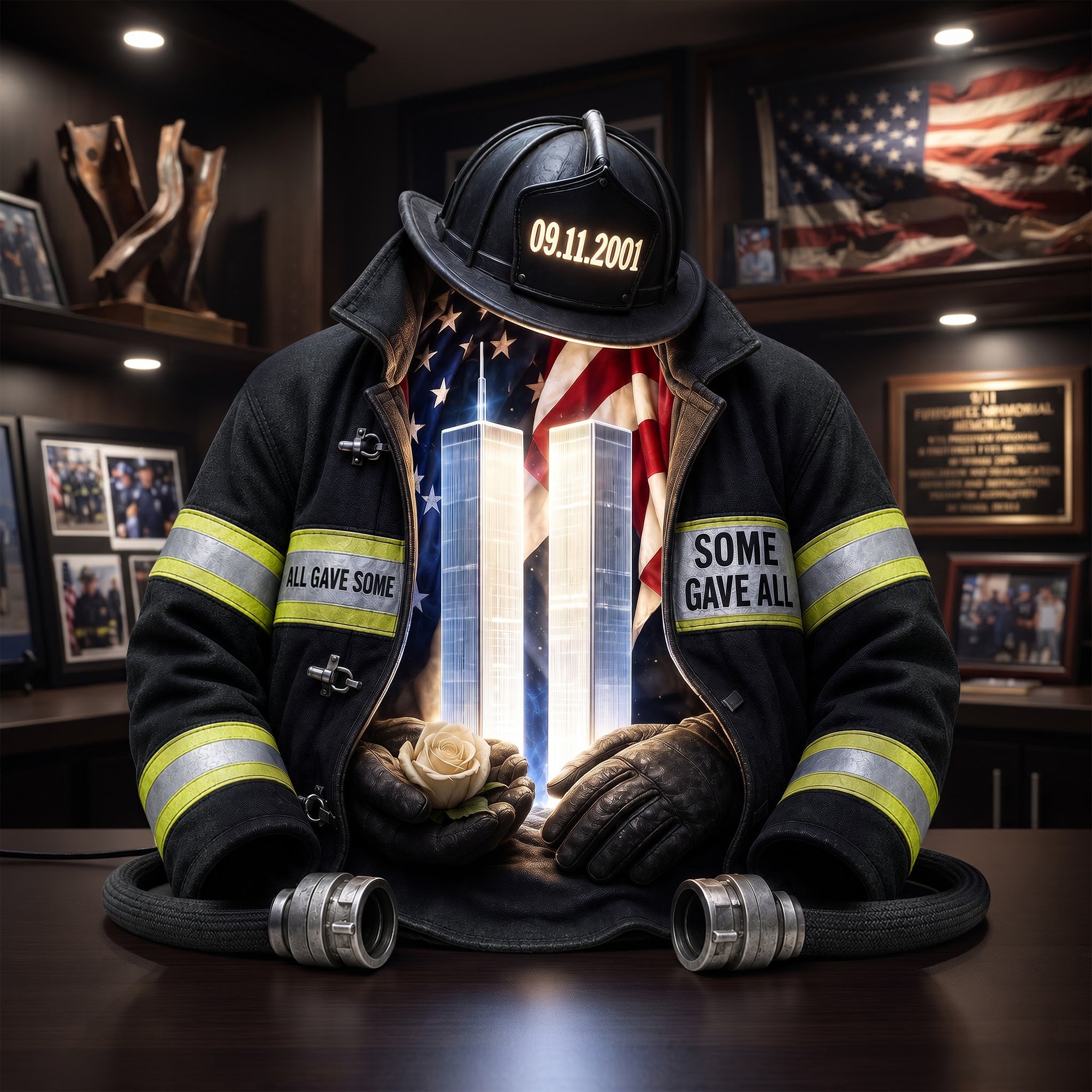 “Honoring Heroes, Lighting Memories” - Firefighter Memorial Heaven Acrylic Light Box - Personalized Custom Gift for Loved Ones