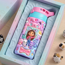 Load image into Gallery viewer, "Cuddly Kitties for Happy Sips" - Cute Kitty Kids 12oz Colorful Tumbler - Personalized Gifts For Kids
