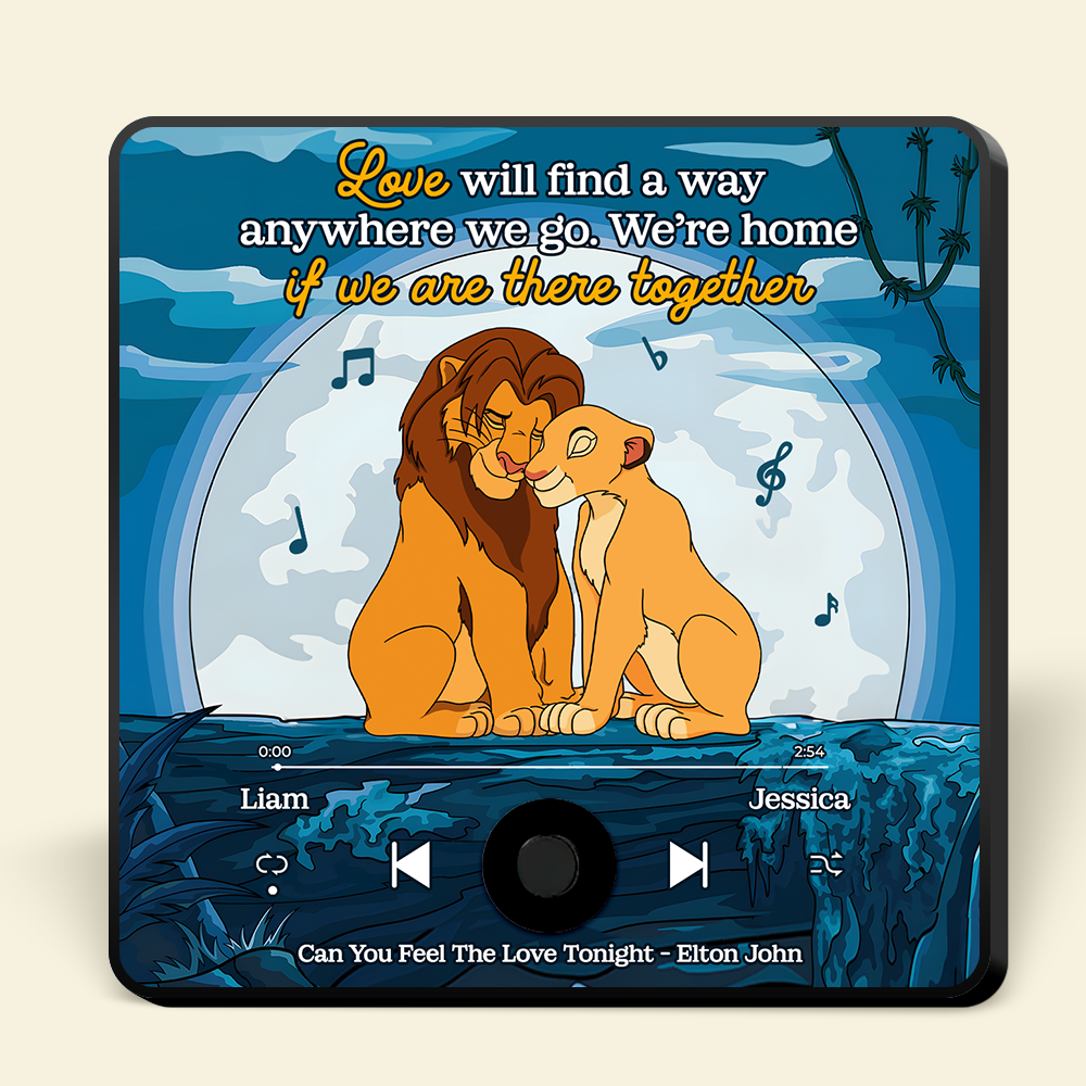 Personalized Cartoon Lover Music Magnet - Lion Couple