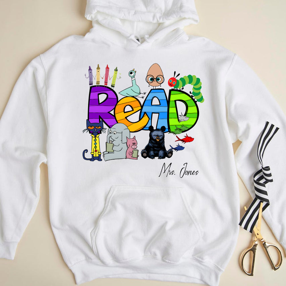 Personalized Teacher Read Shirt with Cute Characters