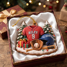 Load image into Gallery viewer, “Celebrate Your Passion for Sport!” - Batter Up Wood Effect Ornament, Personalized Gifts for Sports Lovers
