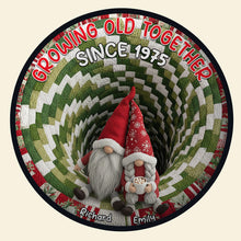 Load image into Gallery viewer, Growing Old Together - Gnome Couple Quilted Round Mat - Personalized Gifts for Couples Doormat PopCulturePrints
