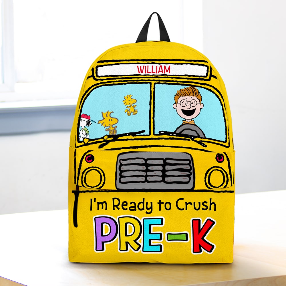 Personalized Kids' School Bus Backpack - Custom Name Pre-K Design