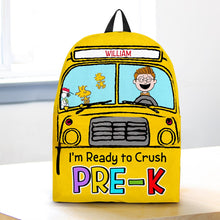 Load image into Gallery viewer, Personalized Kids&#39; School Bus Backpack - Custom Name Pre-K Design
