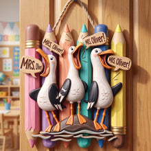 Load image into Gallery viewer, Cute Beachy Seagull Wood Sign - Personalized Gift For Teachers 02HUQN080826 Wood Sign PopCulturePrints
