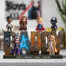 Load image into Gallery viewer, Funky Super Dad Quote - Personalized Custom Plaque Gift for Dad, Grandpa, Uncle, or Any Superhero Shaped Plaques PopCulturePrints
