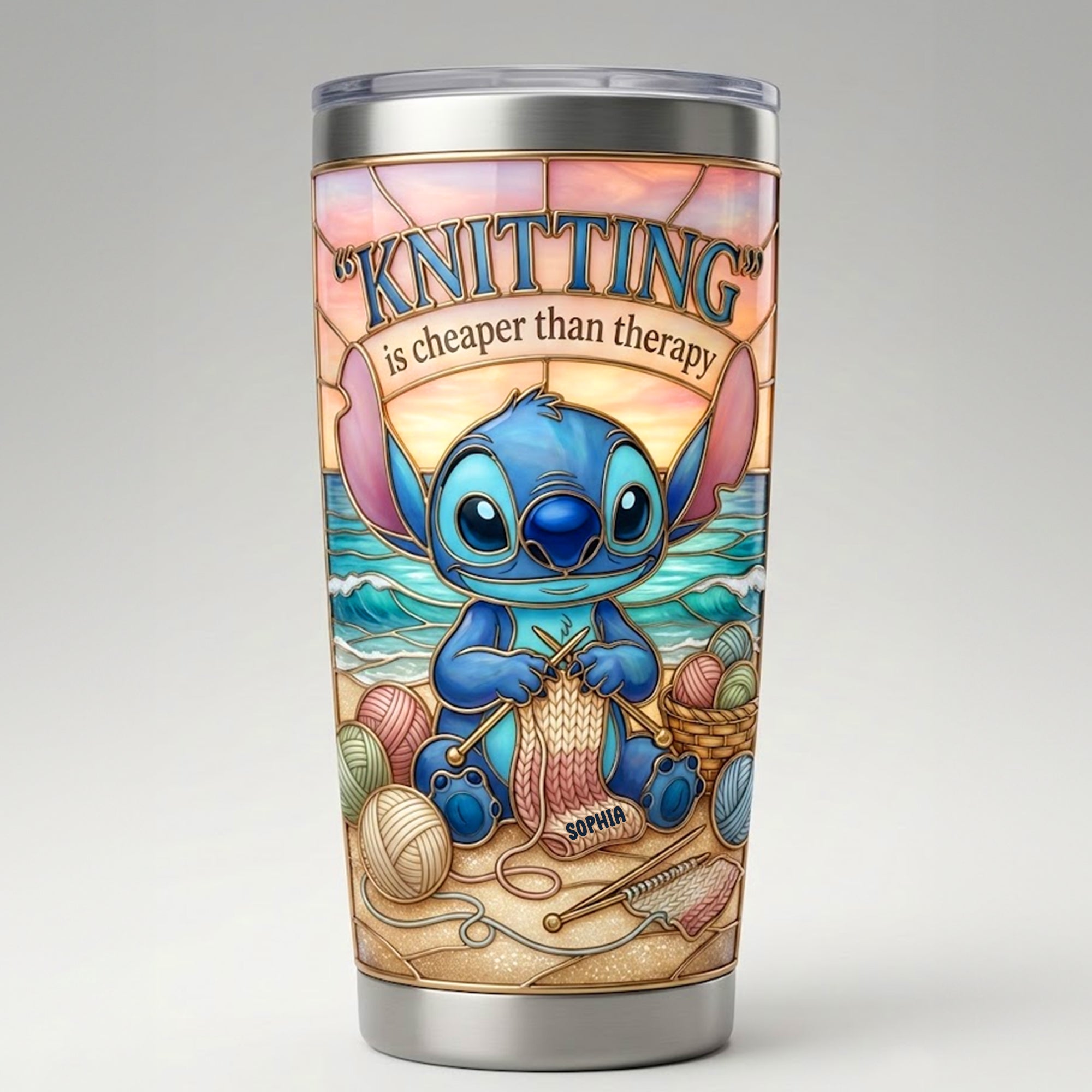"Knitting is Cheaper Than Therapy" Personalized Tumbler - Custom Gift for Knitting Enthusiasts Tumbler Cup PopCulturePrints