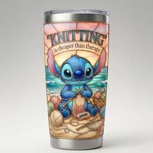 Load image into Gallery viewer, "Knitting is Cheaper Than Therapy" Personalized Tumbler - Custom Gift for Knitting Enthusiasts Tumbler Cup PopCulturePrints
