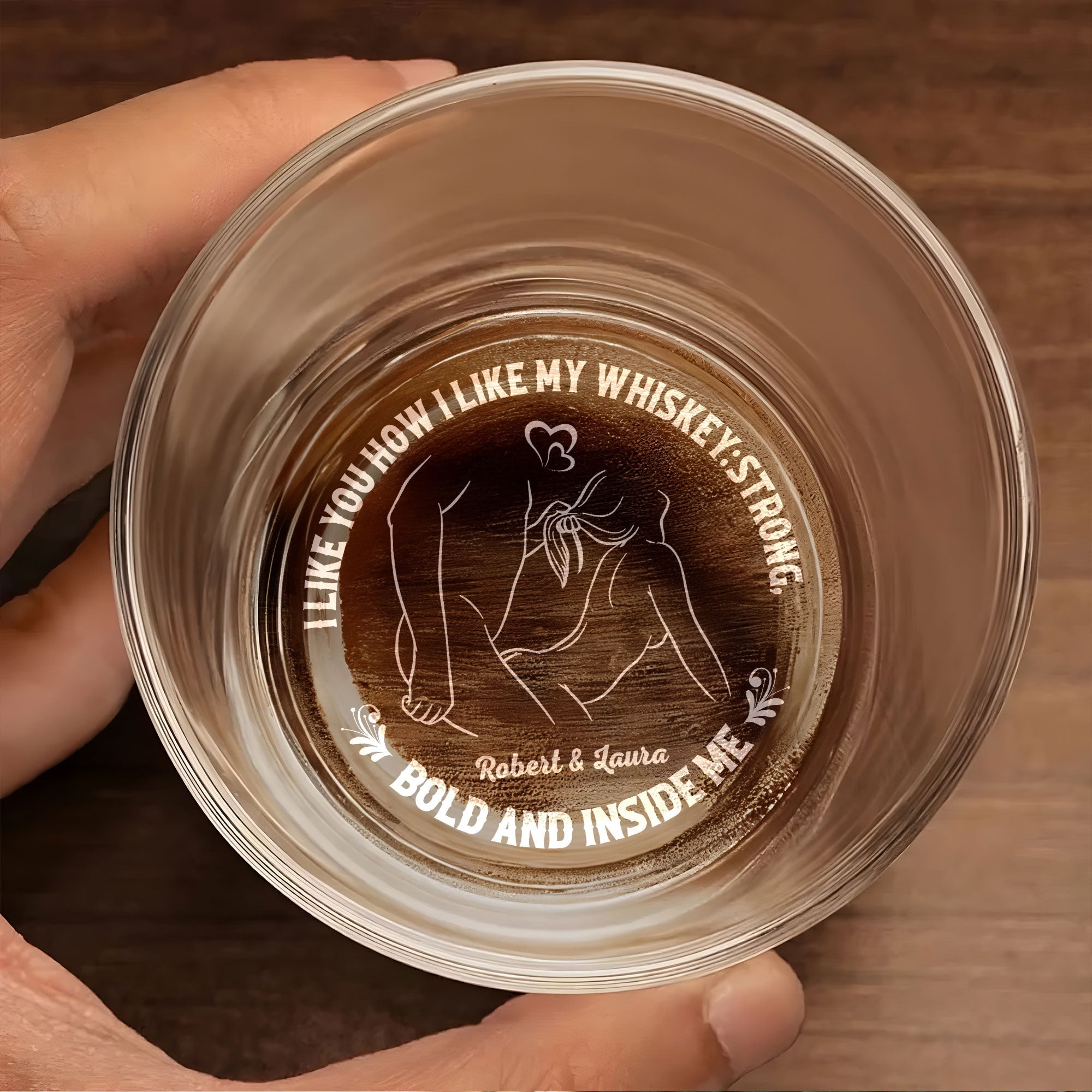 Personalized Couple Whiskey Glass - Love and Strength Whiskey Glass PopCulturePrints