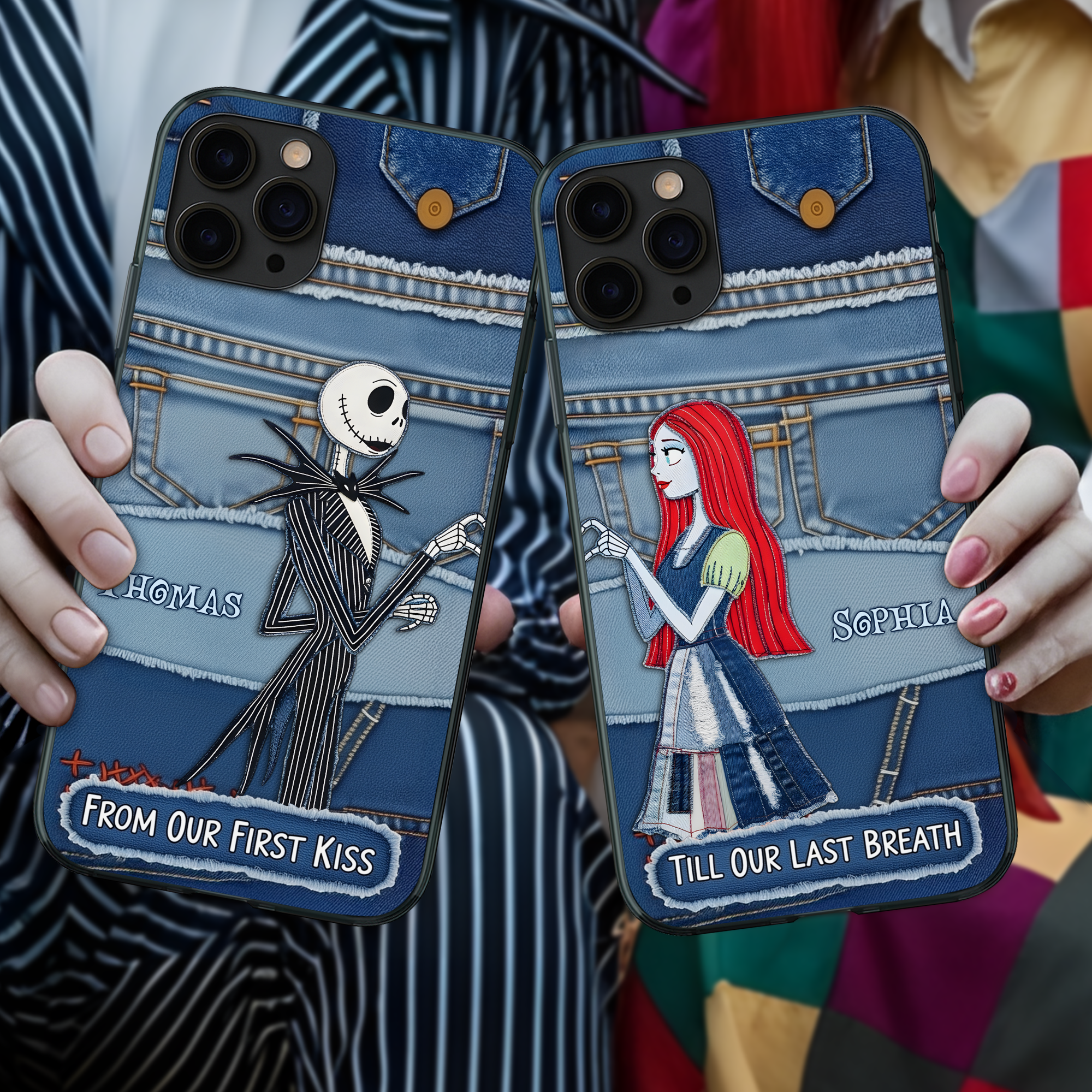 "From Our First Kiss to Till Our Last Breath" - Unique Horror Couple Phone Case - Personalized Gifts for Couples Phone Case PopCulturePrints