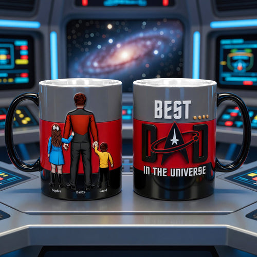 “Best Dad in the Universe” - Personalized Deep Space Coffee Mug - Gift for Dads and Grandpas Coffee Mug PopCulturePrints