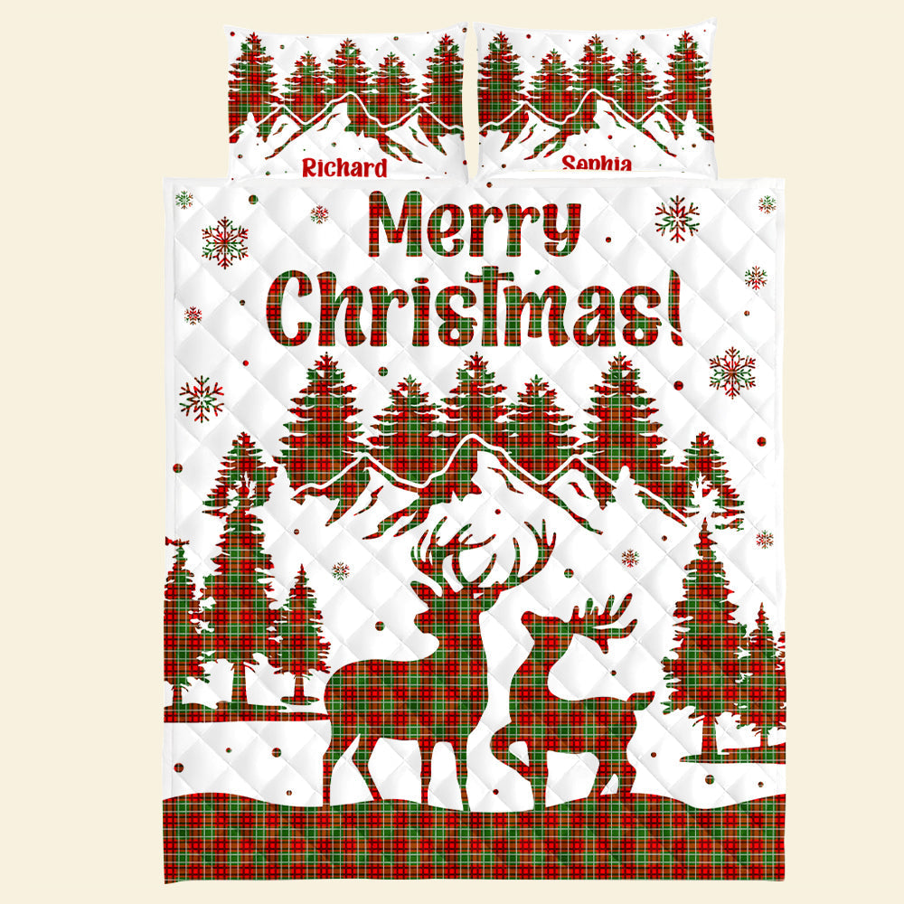 Personalized Christmas Quilt Bed Set for Couples - Cozy Holiday Gift | Valentine's Day Gifts Blanket PopCulturePrints