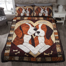 Load image into Gallery viewer, Custom Dog Couple Quilt Bed Set | Personalized Valentine&#39;s Day Gifts Blanket PopCulturePrints
