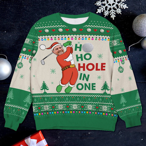 Custom Golf-Themed Ugly Christmas Sweater - Photo Personalized Ugly Christmas Sweater PopCulturePrints