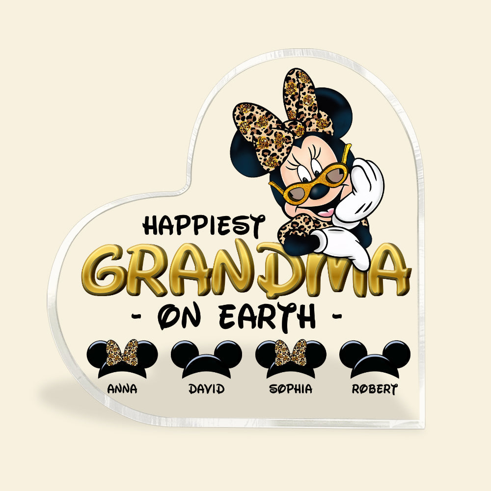 Happiest Grandma Acrylic Heart Plaque - Personalized Gift Decorative Plaques PopCulturePrints