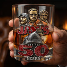 Load image into Gallery viewer, "Celebrate 50 Years of Ocean Thrills!" - Personalized Round Glass Gift for Fans of the Iconic Movie
