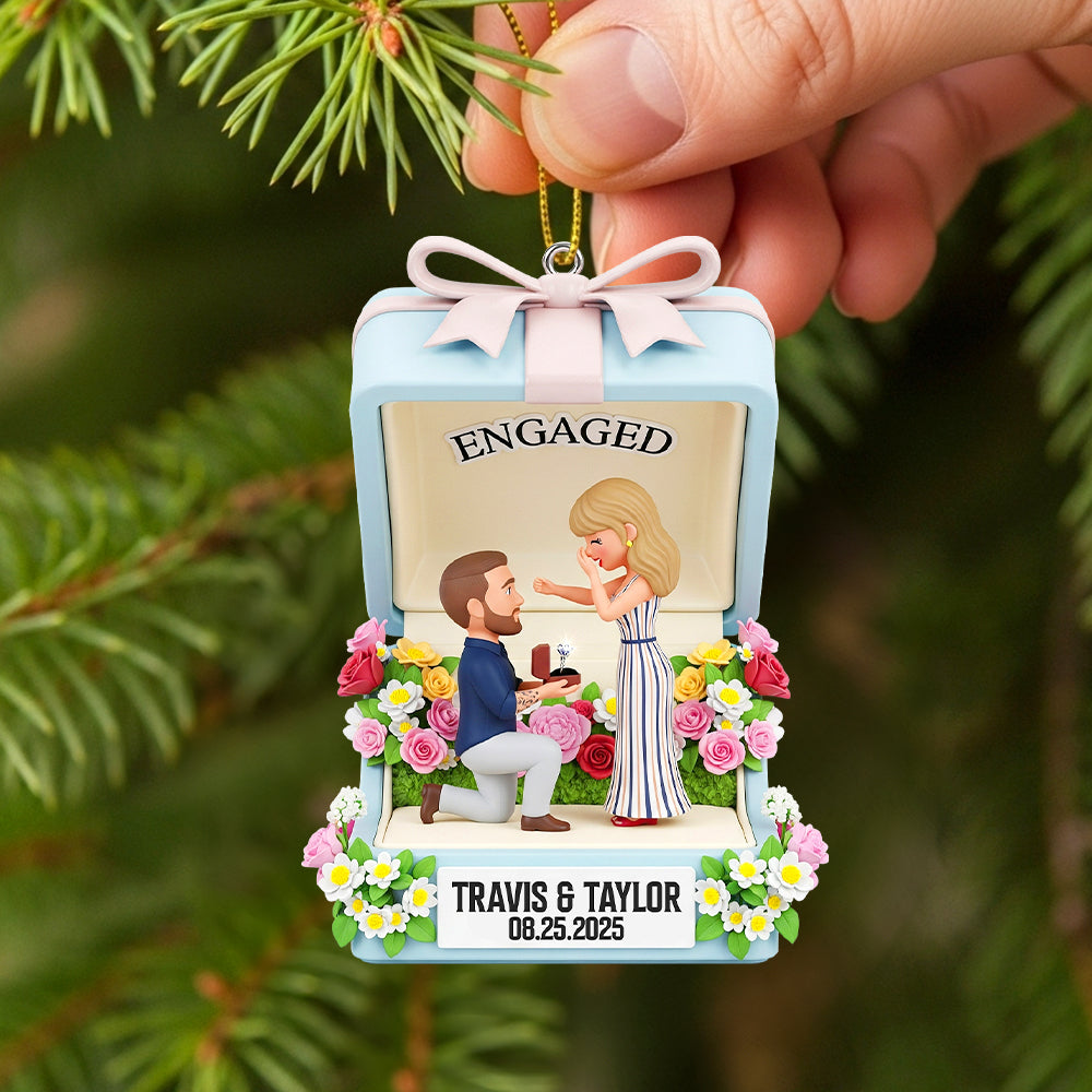 Engaged Forever - Personalized Engagement Anniversary Christmas Ornament for Couples Ornament PopCulturePrints