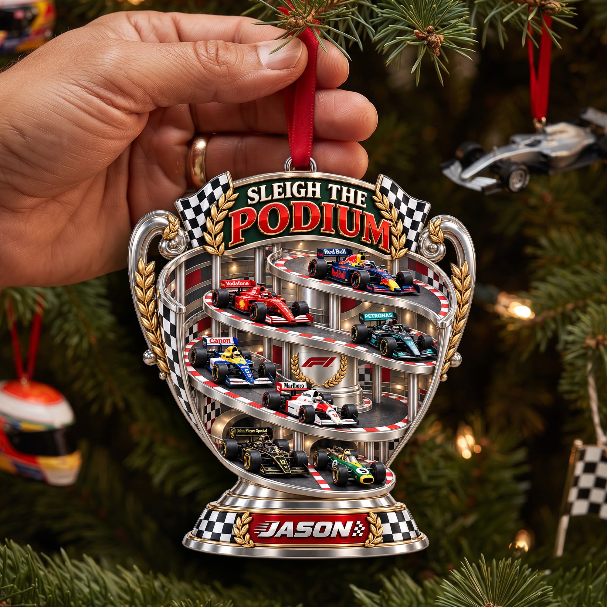 Sleigh The Podium Ornament - Personalized Christmas Gifts for Racing Fans