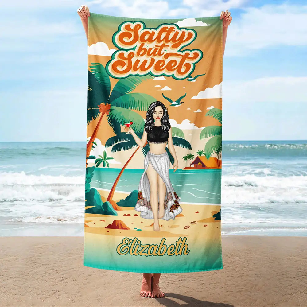 Salty But Sweet - Personalized Beach Towel for the Beach Lovers Beach Towel PopCulturePrints