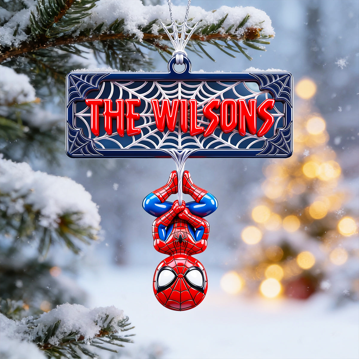 Swing into the Holidays: Web-Slinging Warrior Acrylic Ornament - Personalized Christmas Gift