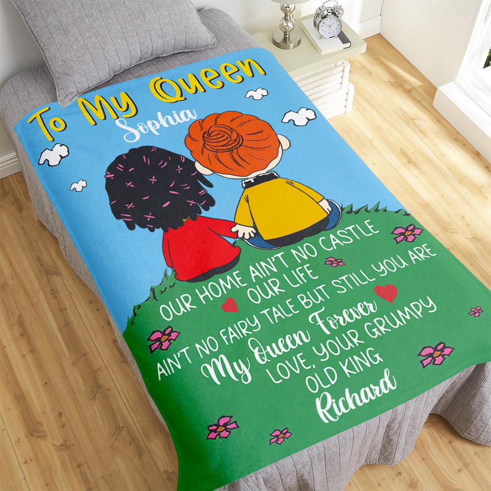 Personalized Cartoon Character Blanket for Couples - Perfect Gift for Your Wife! Blanket PopCulturePrints