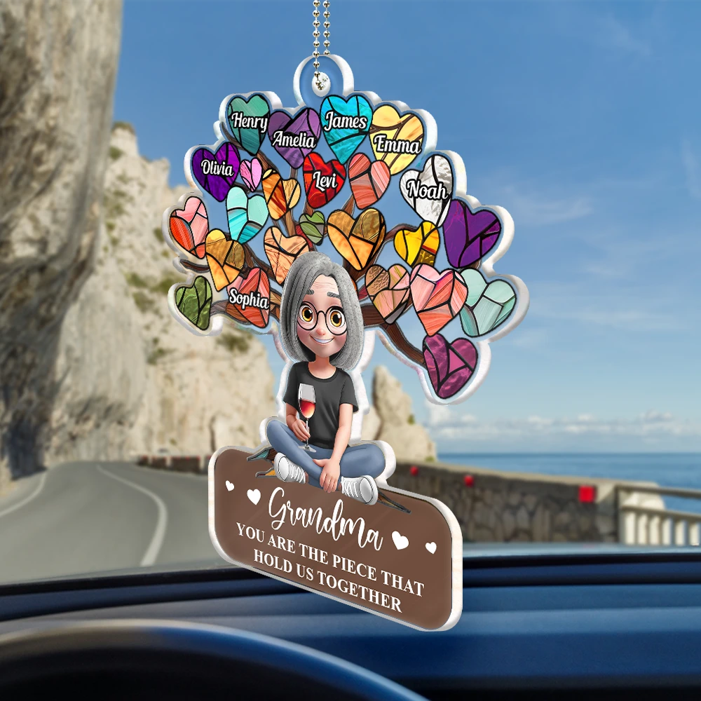 Mom, You Are The Piece That Holds Us Together - Personalized Acrylic Car Hanger Acrylic Car Hanger PopCulturePrints