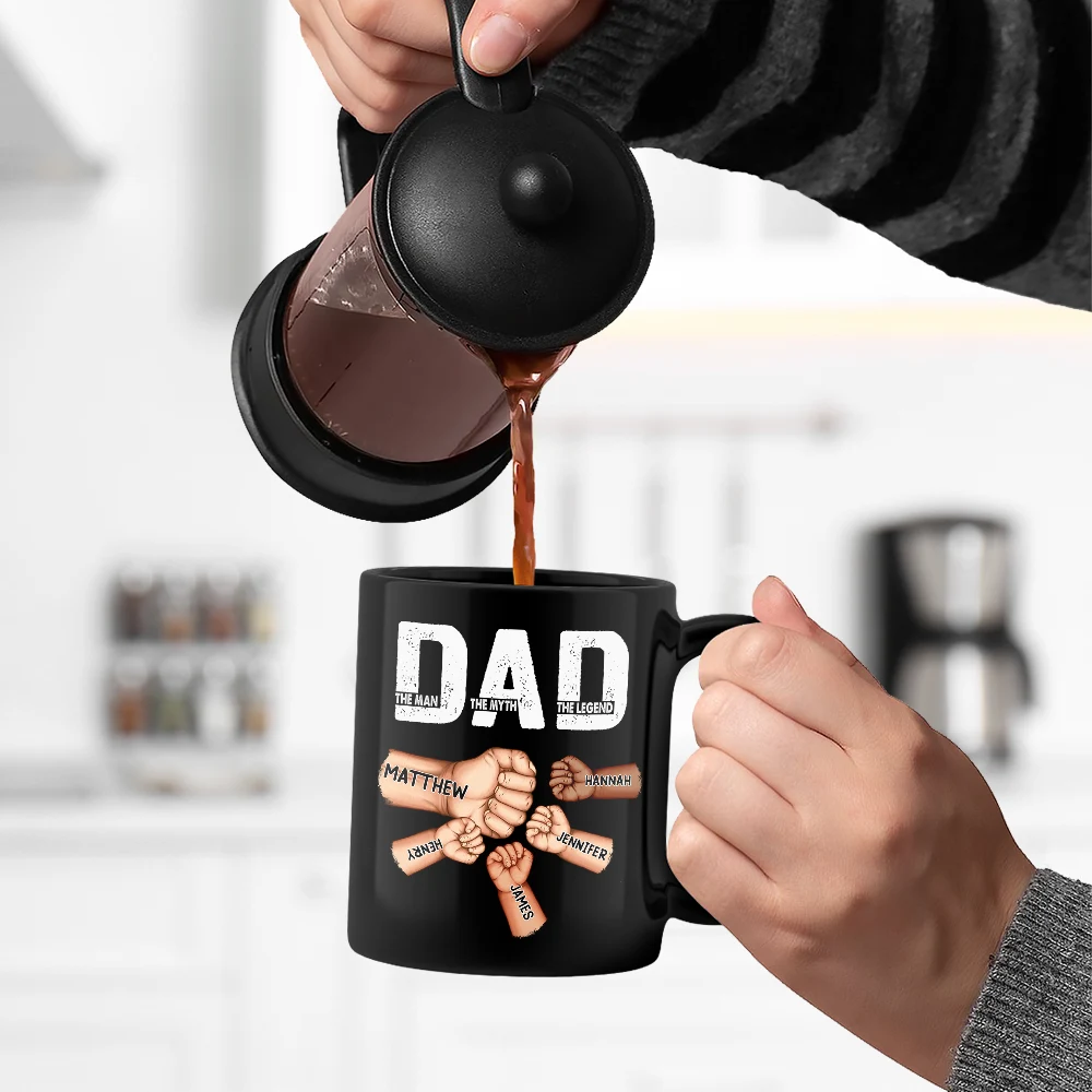 Dad - The Man, The Myth, The Legend | Personalized Black Mug for Father’s Day Mug PopCulturePrints
