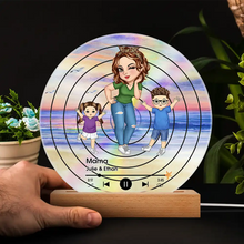 Load image into Gallery viewer, &quot;A Personalized Touch of Love - Turban Grandma Decorative Vinyl Record With Grandkids - Custom Gift for Grandma, Mom &amp; Kids&quot; 3D Led Light PopCulturePrints
