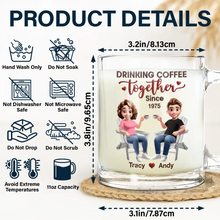 Load image into Gallery viewer, ‘Drinking Coffee Together Since 1975’ - Personalized Glass Mug for Couples Glass Mug PopCulturePrints
