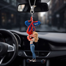 Load image into Gallery viewer, Swing into Love: Custom Spiderman Couple Car Ornament - Personalized Gifts for Couples Ornament PopCulturePrints

