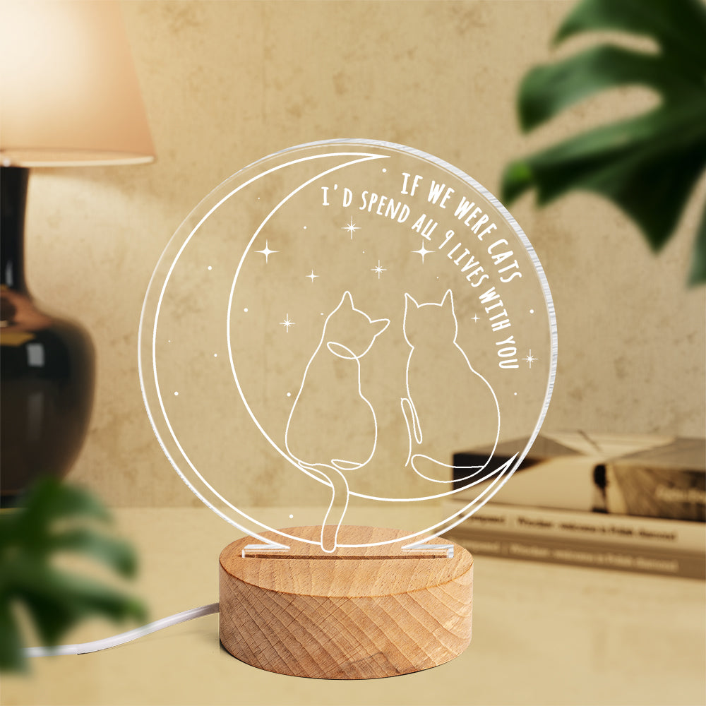 Personalized Couple LED Light - If We Were Cats Led Night Light PopCulturePrints