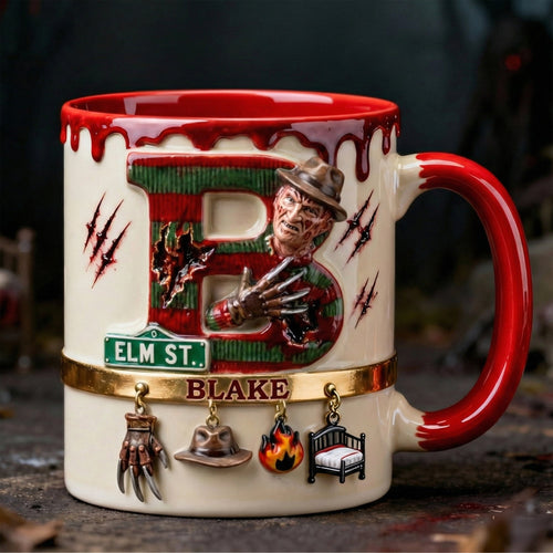 Nightmare Alphabet Initial Letter Accent Mug - Personalized Gift for Horror Fans Coffee Mug PopCulturePrints