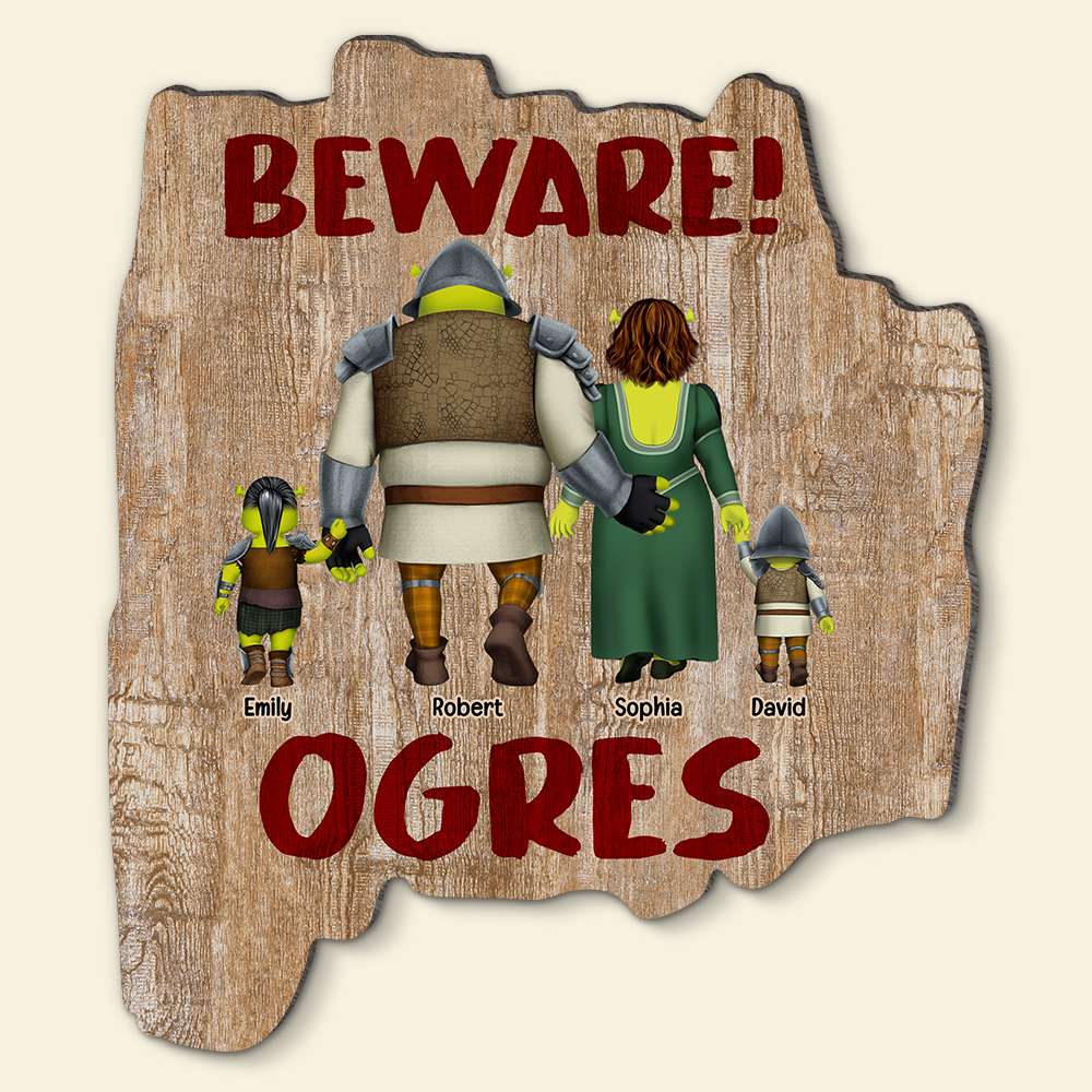Personalized Family Beware Ogre Welcome Sign Wood Sign PopCulturePrints