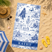 Load image into Gallery viewer, “Embrace the Outer Universe” - Outer Planet Toile De Jouy Beach Towel - Personalized Gift for Fans of Pop Culture
