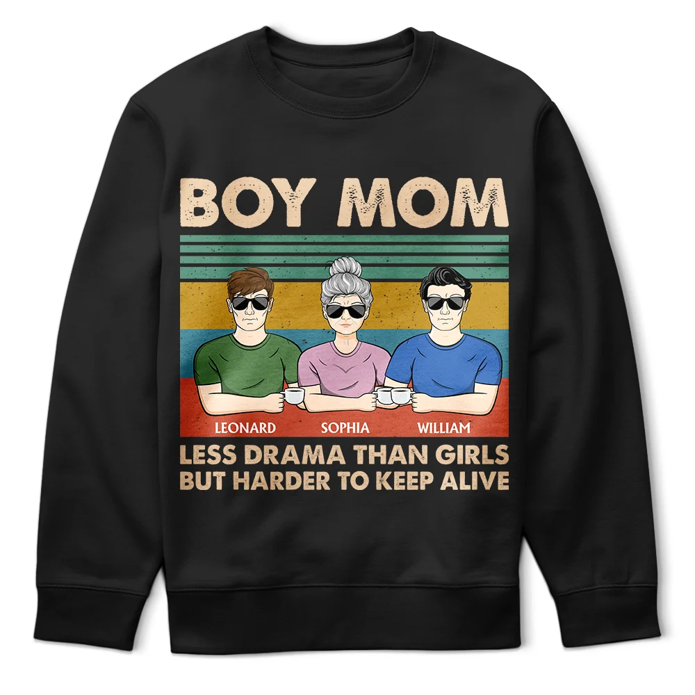 Boy Mom - Less Drama Than Girls - Personalized T-Shirt for Moms, Grandmas & More T-shirt PopCulturePrints