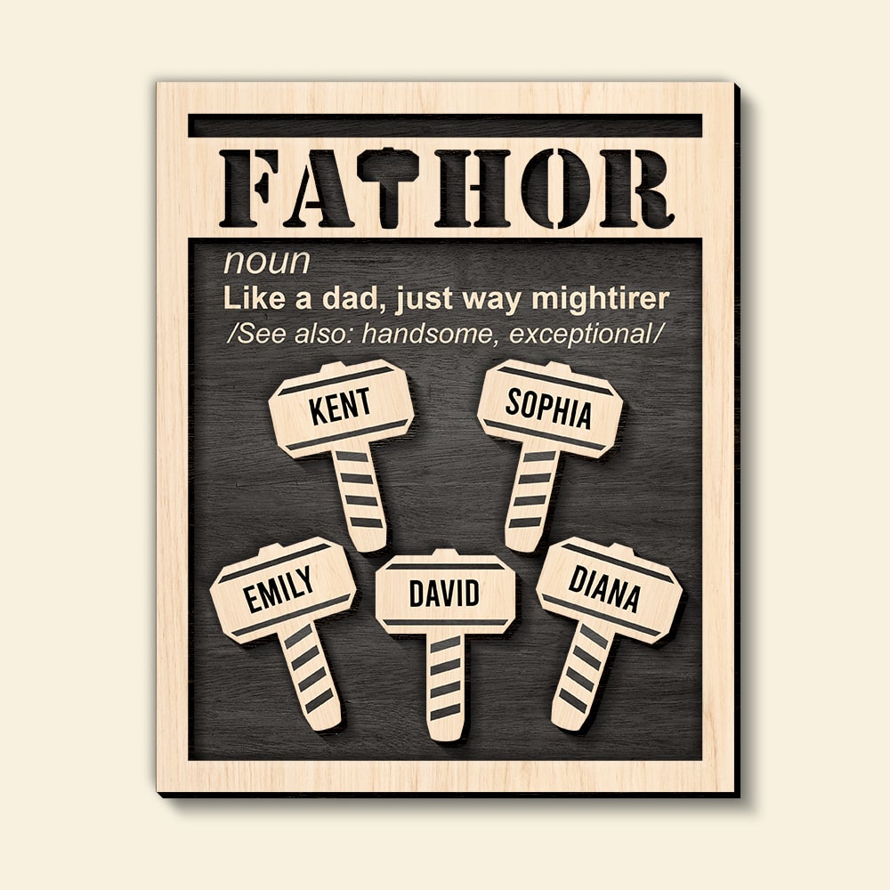 Personalized 'Fathor' Wooden Art Sign - Unique Gifts for Dad Wood Sign PopCulturePrints