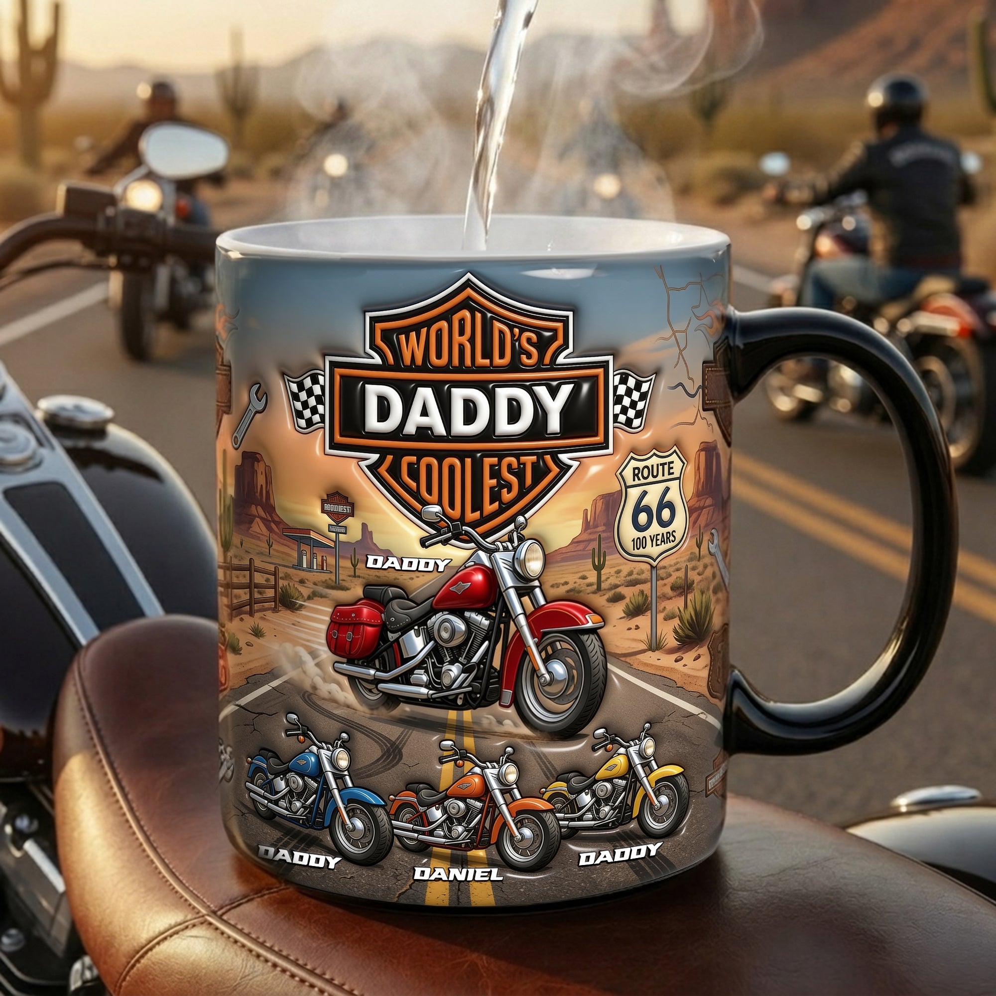 World's Coolest Dad Motorcycle Magic Mug - Personalized Gifts for Father's Day Biker Dads Coffee Mug PopCulturePrints