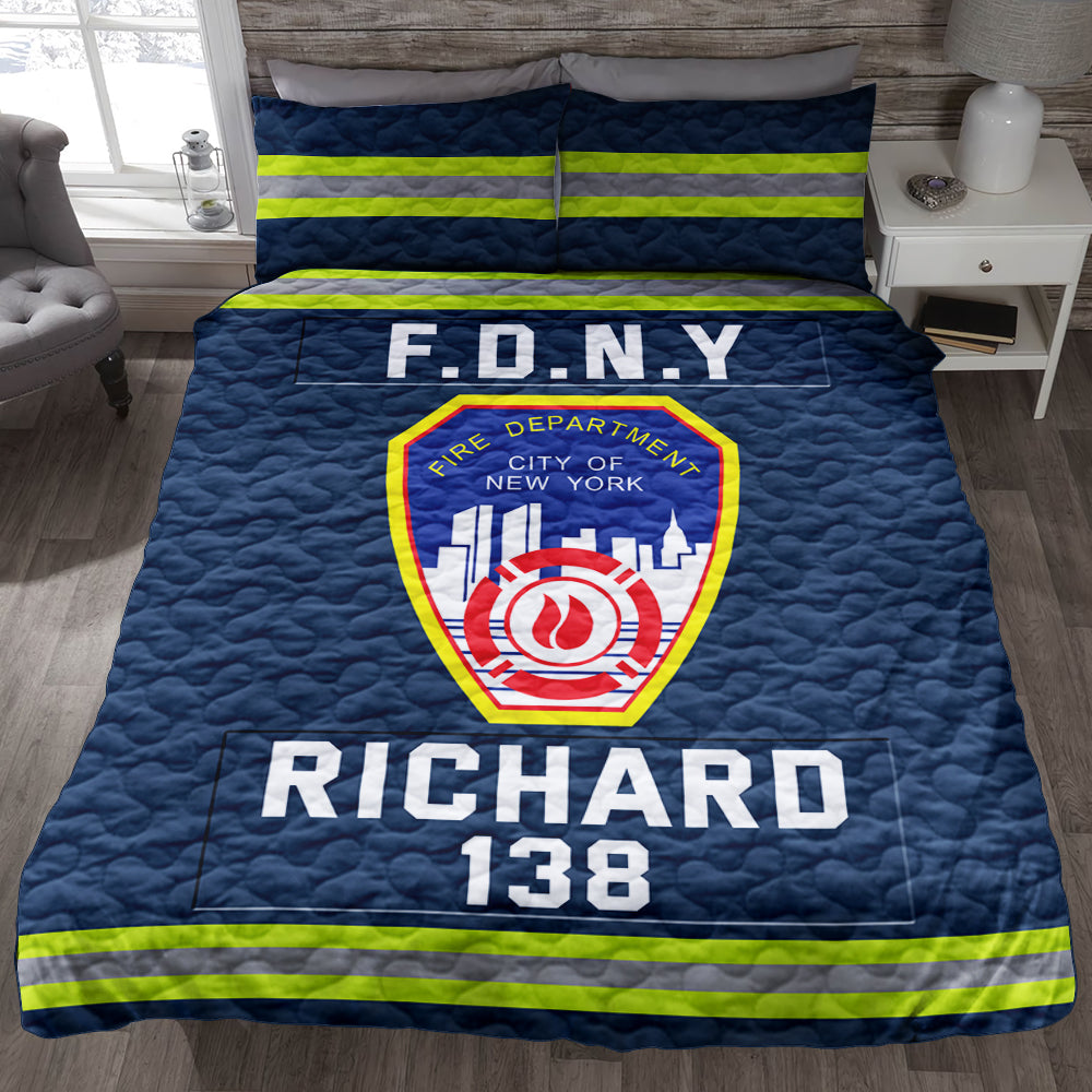Custom Fire Department Quilt Bedding Set - Personalized Gifts for Firefighters Blanket PopCulturePrints