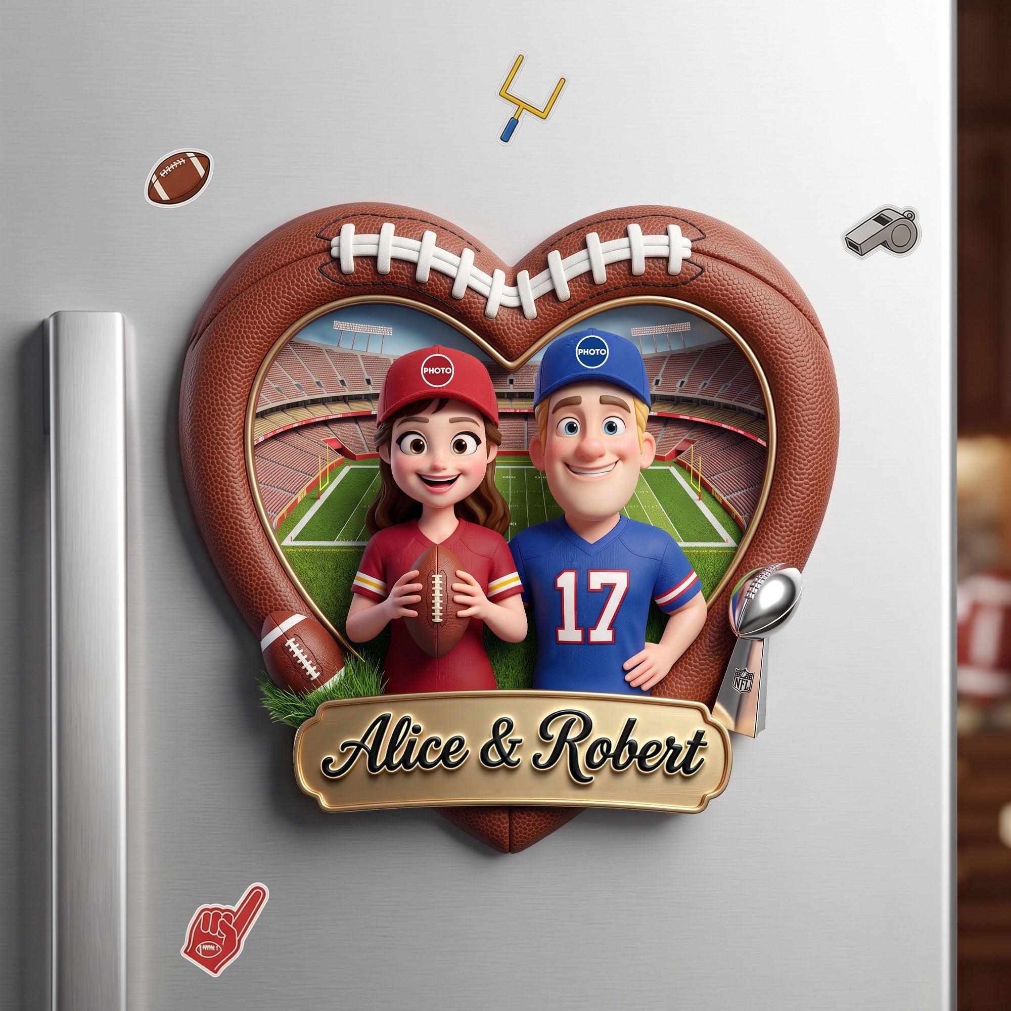 Love On The Field Fridge Magnet - Personalized Gifts For Couples 05huti140726 Fridge Magnet PopCulturePrints