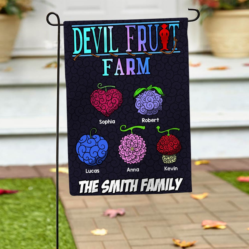 Personalized Family Garden Flag - Devil Fruit Farm Design Garden Flag PopCulturePrints
