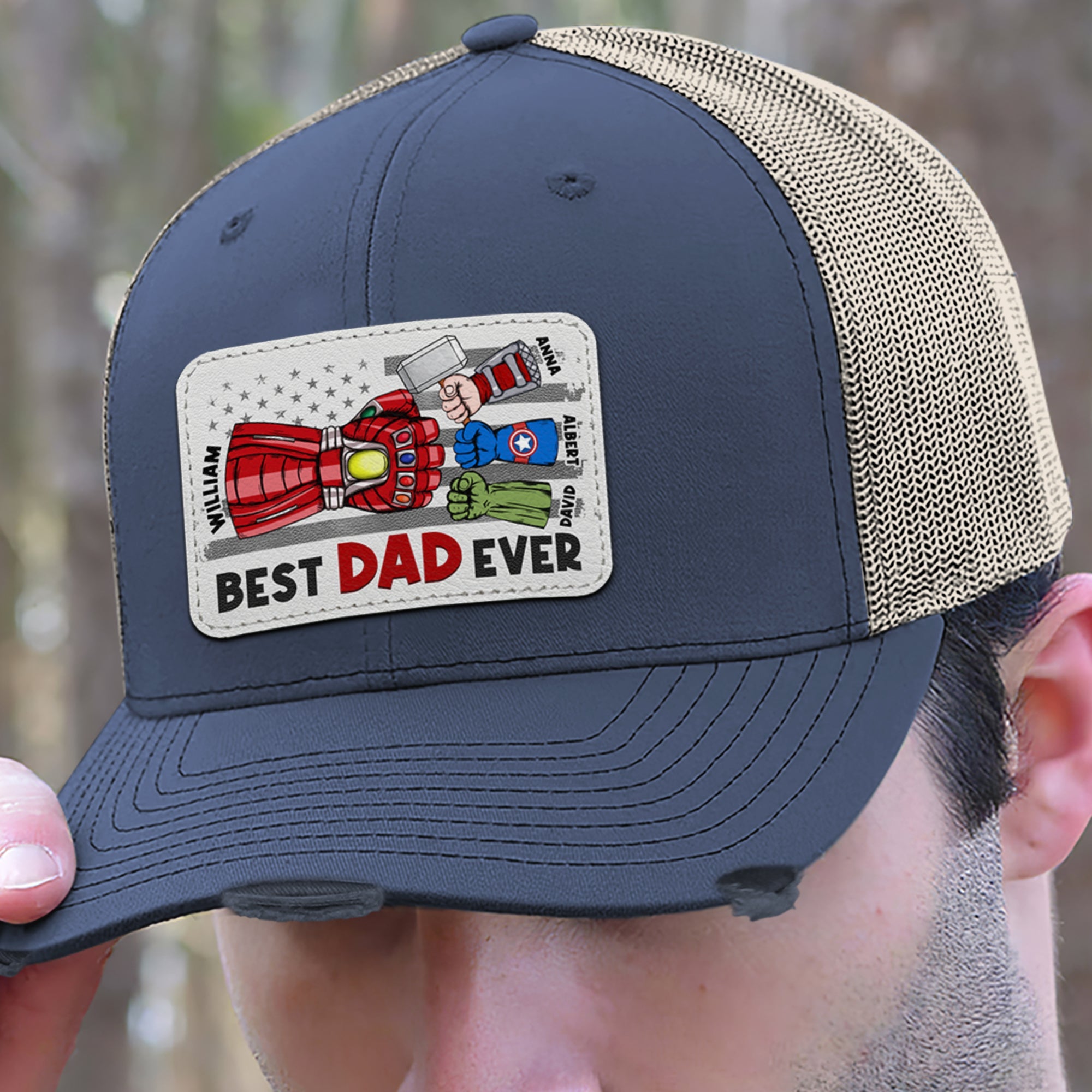 Customizable 'Best Dad Ever' Superhero Cap Caps PopCulturePrints