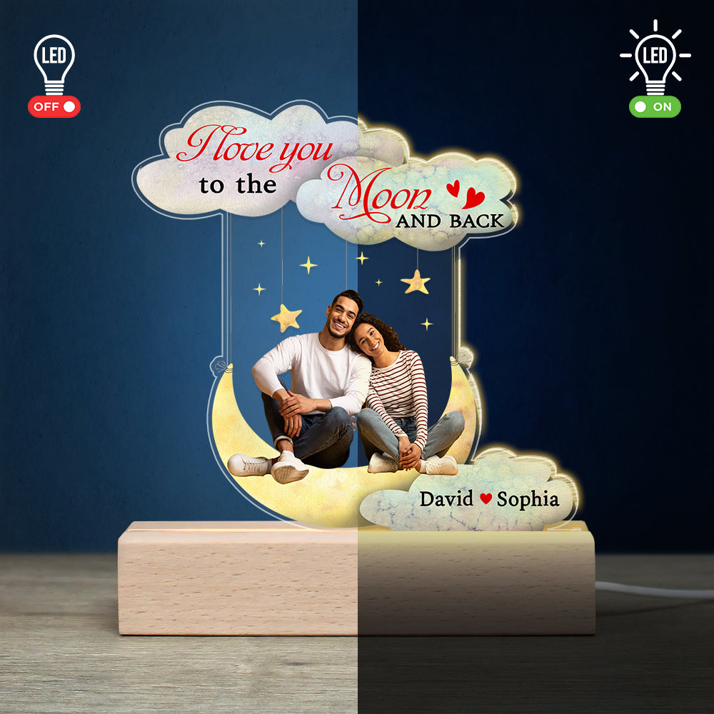 Personalized 3D LED Light - I Love You to the Moon and Back Led Night Light PopCulturePrints