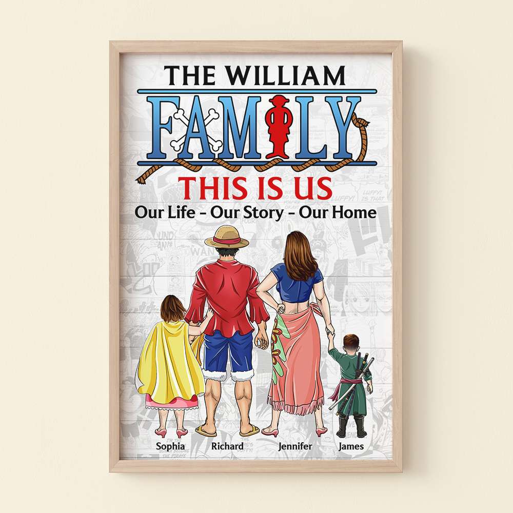 Personalized Family Canvas Print - Custom Cartoon Theme Art